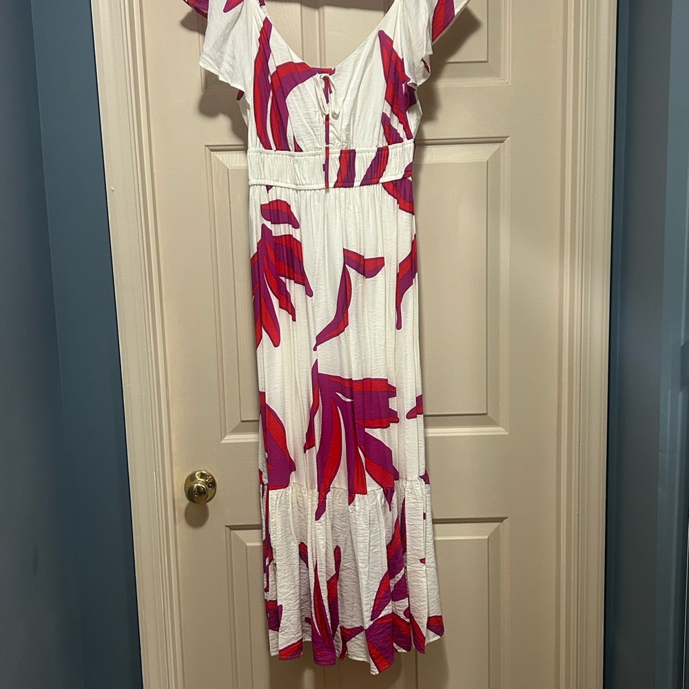 Nine West White and Pink Floral Dress